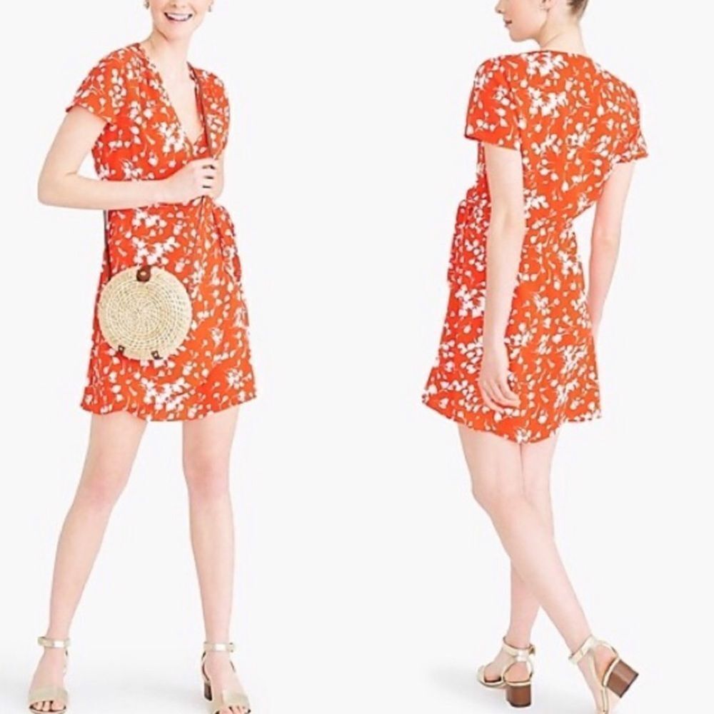 J. Crew red‎ floral printed wrap dress